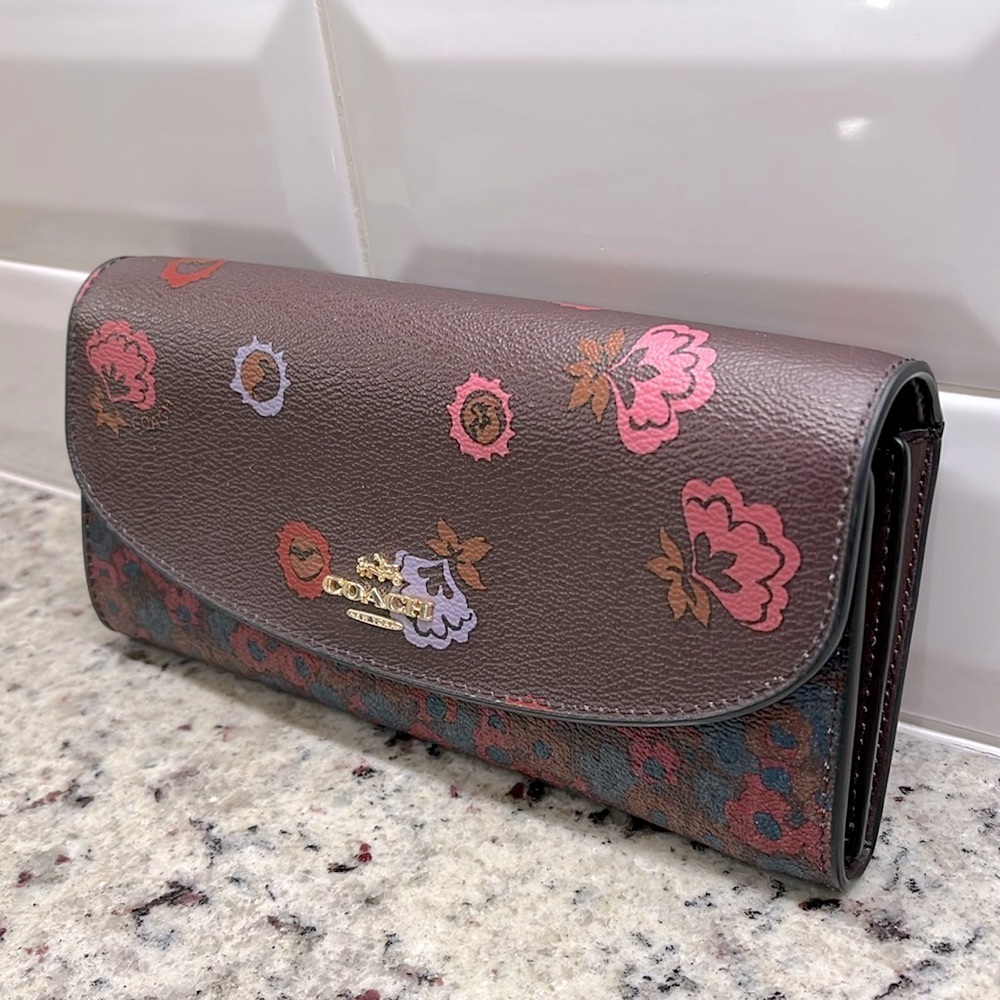Coach Floral Long Oxblood Wallet EUC - Picture 3 of 11